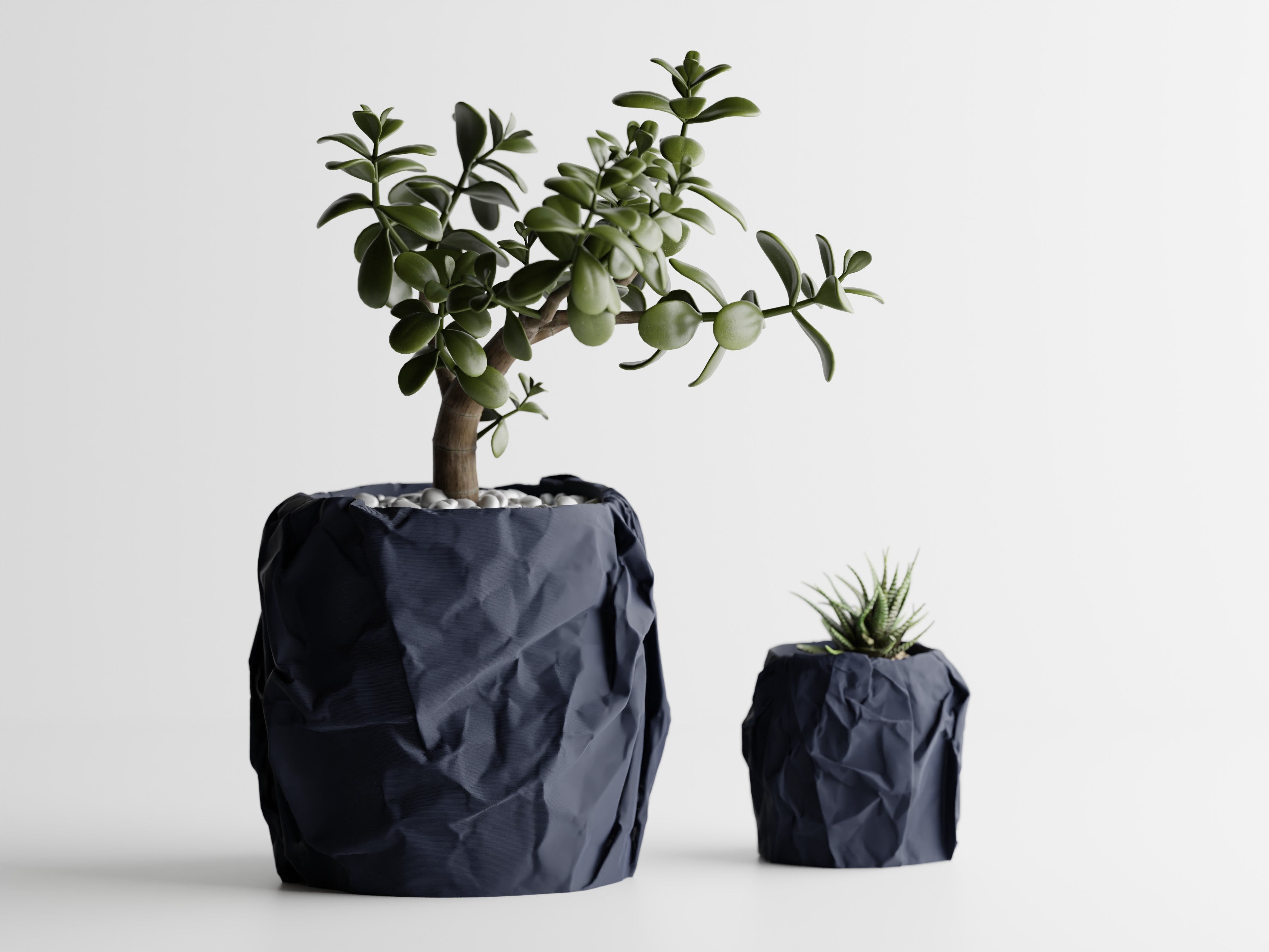 Crumpled Paper Planter Round