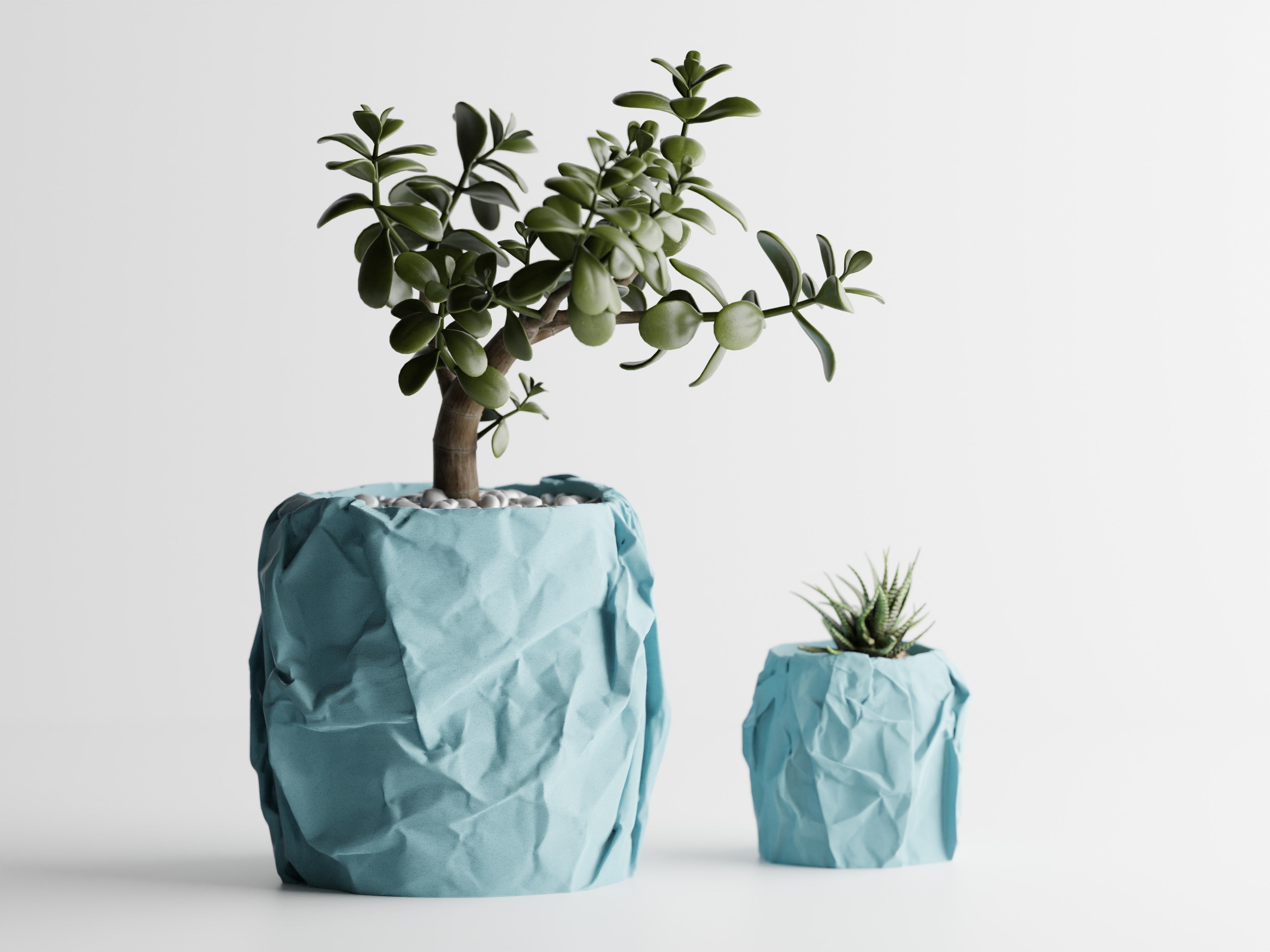 Crumpled Paper Planter Round
