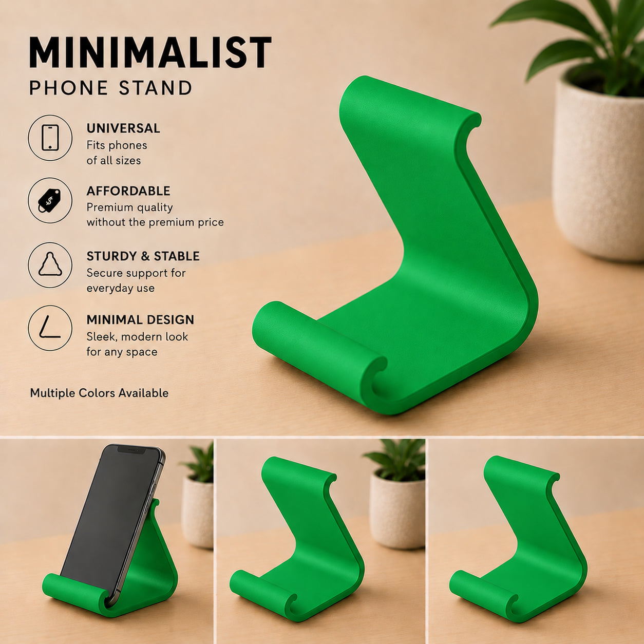 Minimalist Phone Stand – Modern 3D Printed Smartphone Holder