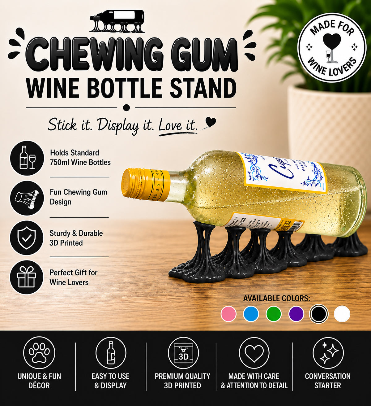 Chewing Gum Wine Bottle Stand – Funny Wine Holder