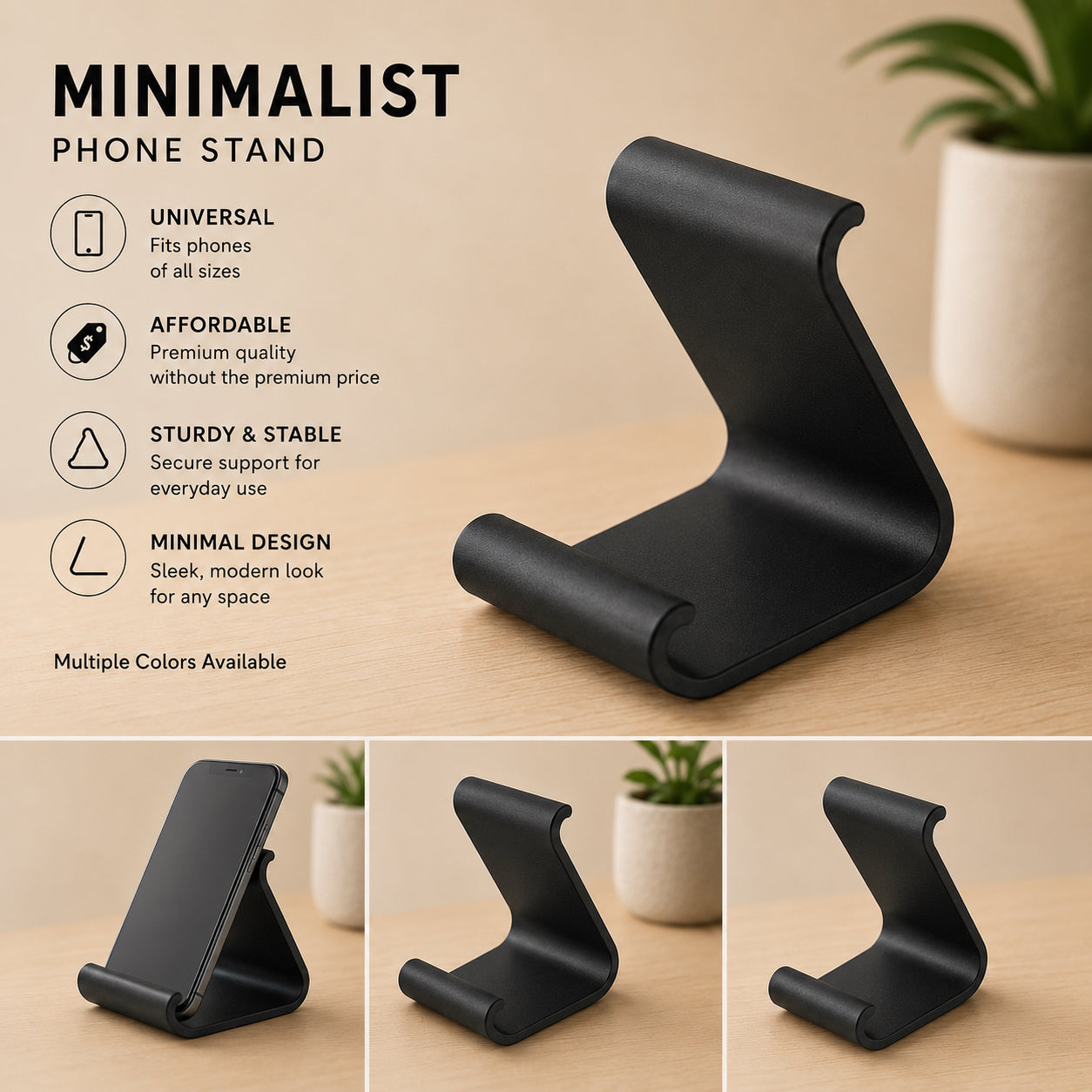 Minimalist Phone Stand – Modern 3D Printed Smartphone Holder