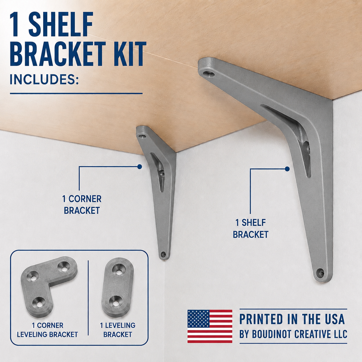 Shelf Mounting Bracket Kit | Heavy-Duty Shelf Support & Leveling Brackets