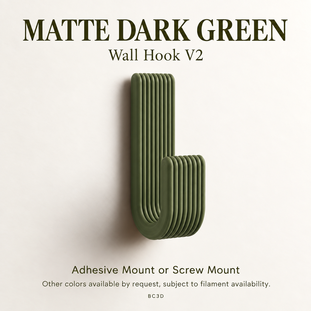 Modern Wall Hook V2, Ribbed Coat & Towel Hanger, Single or Multipack