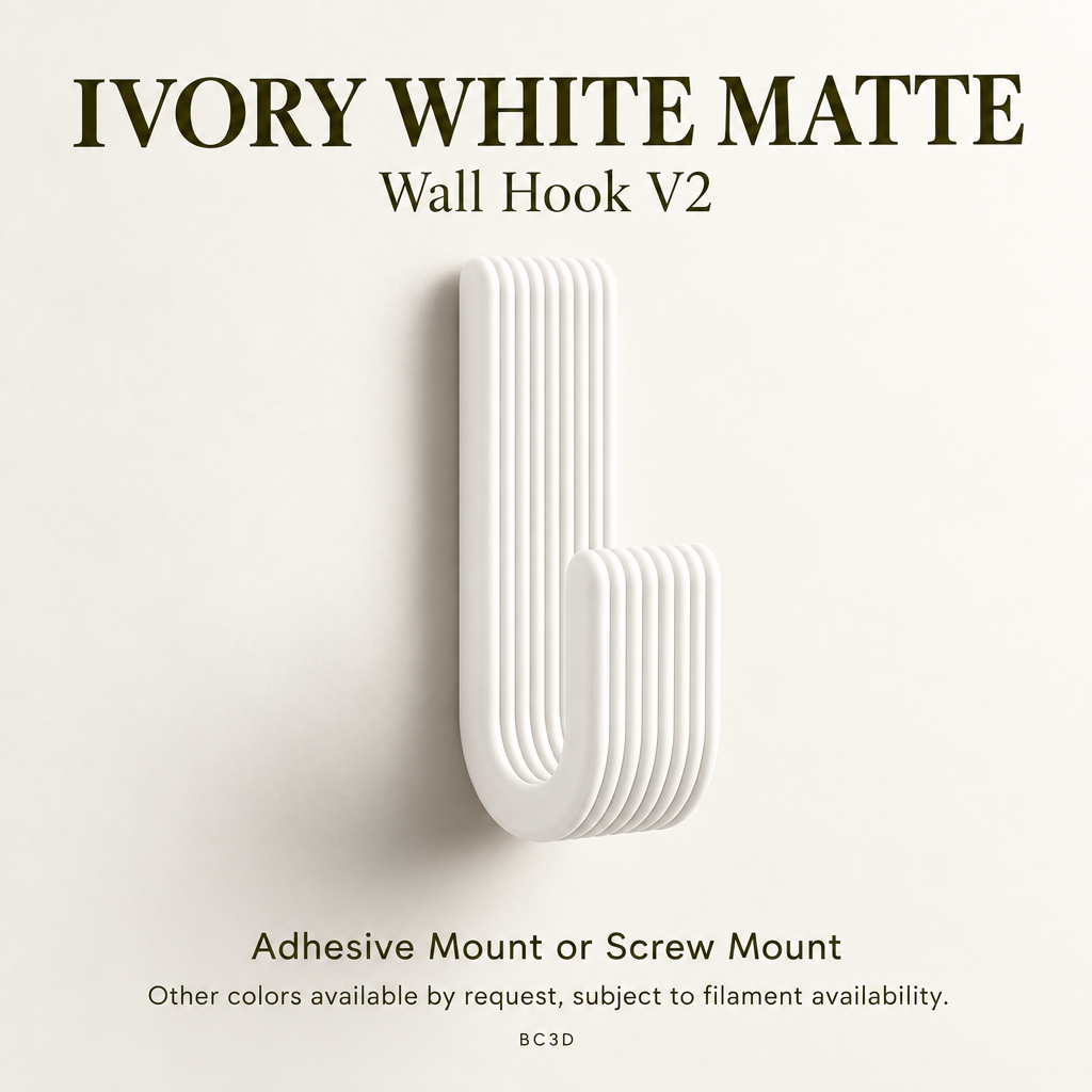 Modern Wall Hook V2, Ribbed Coat & Towel Hanger, Single or Multipack