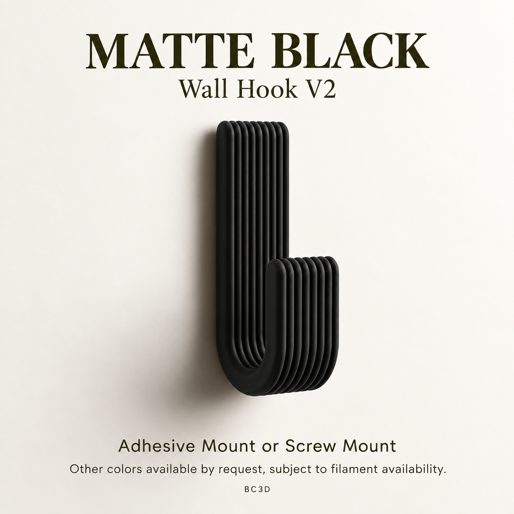 Modern Wall Hook V2, Ribbed Coat & Towel Hanger, Single or Multipack