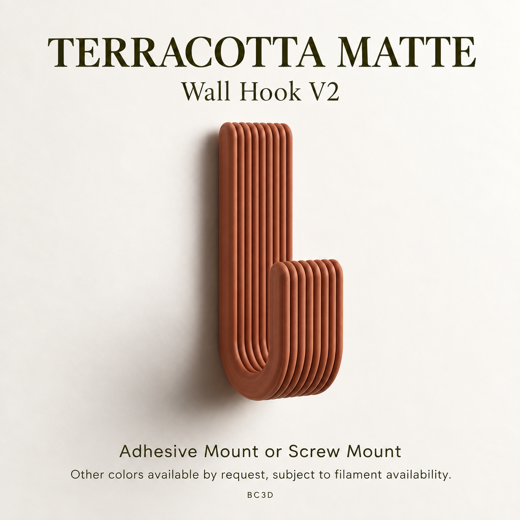 Modern Wall Hook V2, Ribbed Coat & Towel Hanger, Single or Multipack
