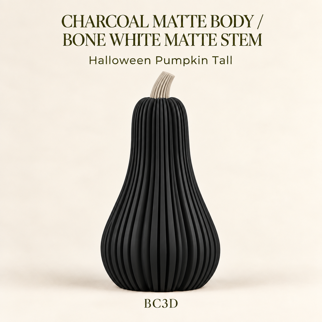 Tall Ribbed Pumpkin Decor, Modern Halloween & Fall Decoration | LED Tea Light Compatible.