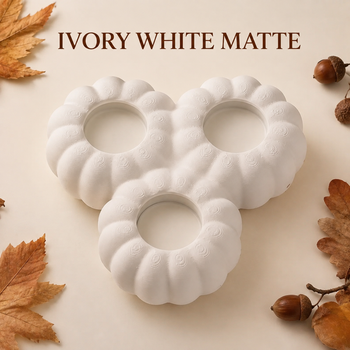 Pumpkin Tealight Holder for 3 Candles, One-Piece Autumn Table and Mantel Decor