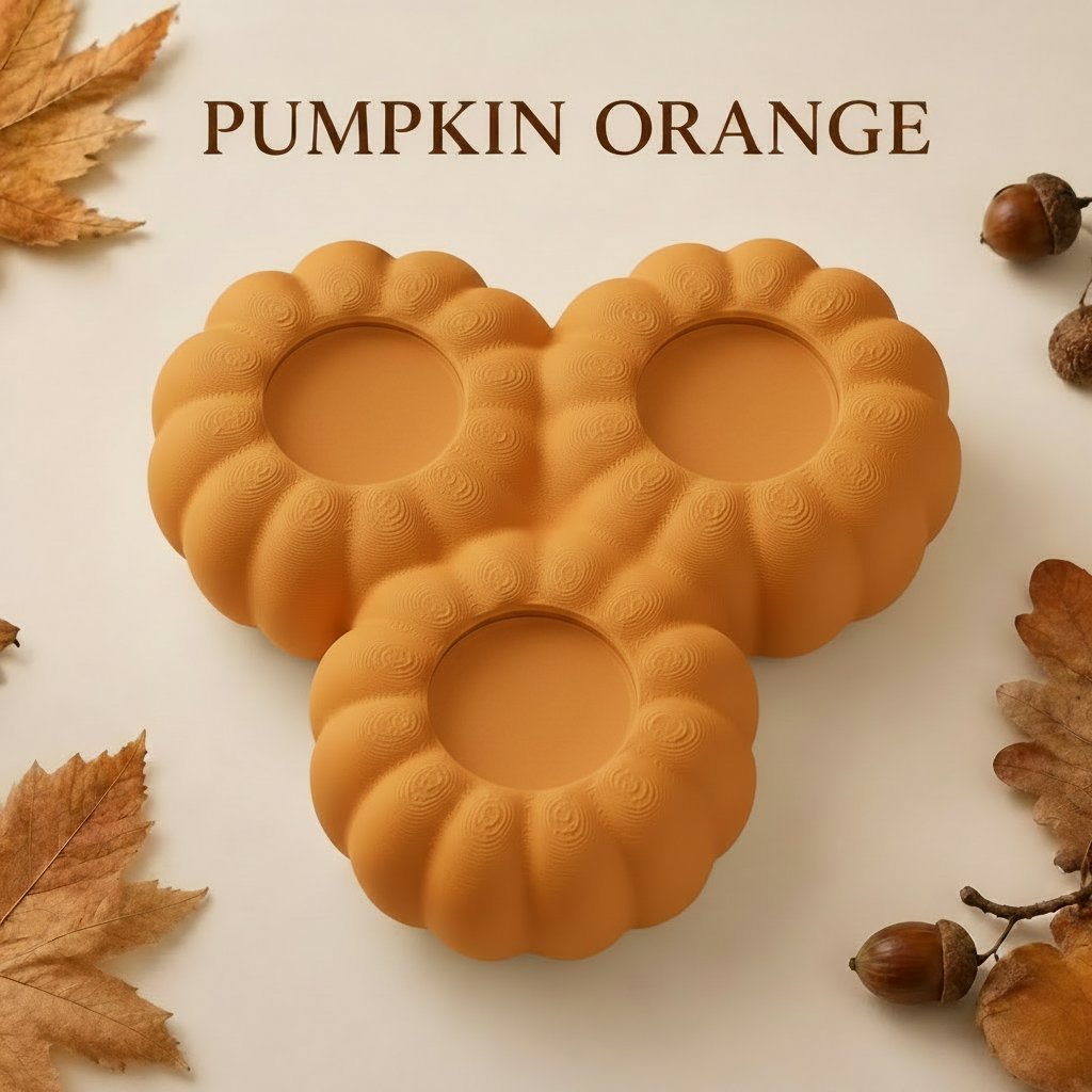 Pumpkin Tealight Holder for 3 Candles, One-Piece Autumn Table and Mantel Decor