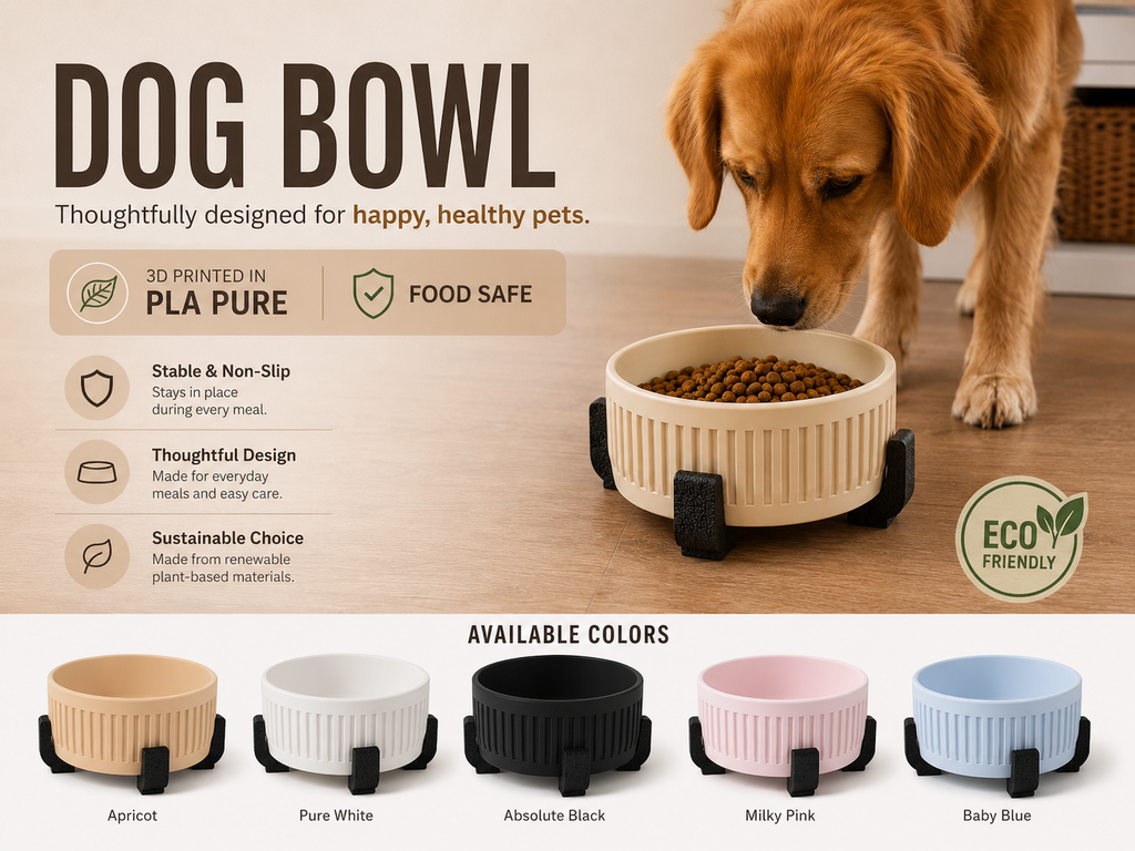 Modern Pet Bowl with Stand | Food-Safe PLA Pure Dog & Cat Bowl