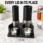 Mason Jar Lid Organizer, Pint & Quart Canning Ring Storage with Optional 150mm Extensions