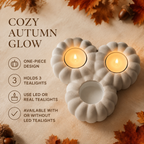 Pumpkin Tealight Holder for 3 Candles, One-Piece Autumn Table and Mantel Decor
