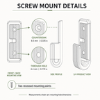 Wall Hook, Coat Hanger, Towel Rack - Modern Ribbed 3D Printed Hook | Adhesive or Screw Mount