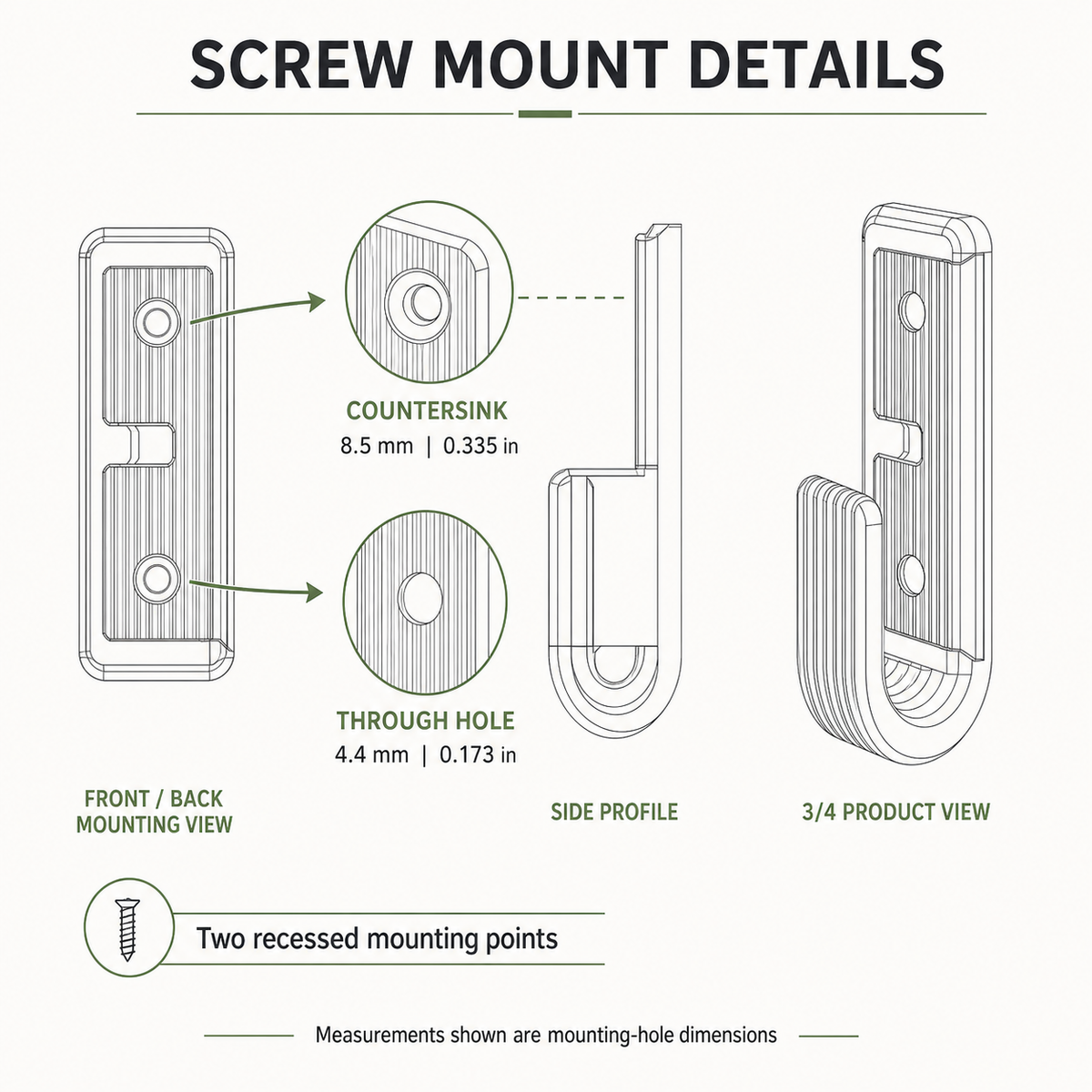 Wall Hook, Coat Hanger, Towel Rack - Modern Ribbed 3D Printed Hook | Adhesive or Screw Mount