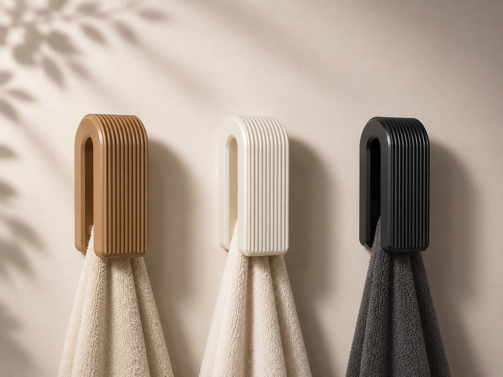 Auto-Locking Hanger – Gravity Towel Hook | Ribbed Minimalist Wall Hook