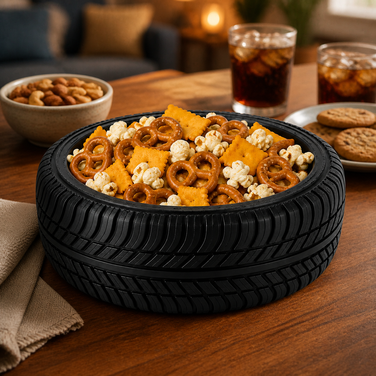 3D Printed Tire Bowl, Black Automotive Catchall and Desktop Organizer