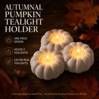Pumpkin Tealight Holder for 3 Candles, One-Piece Autumn Table and Mantel Decor