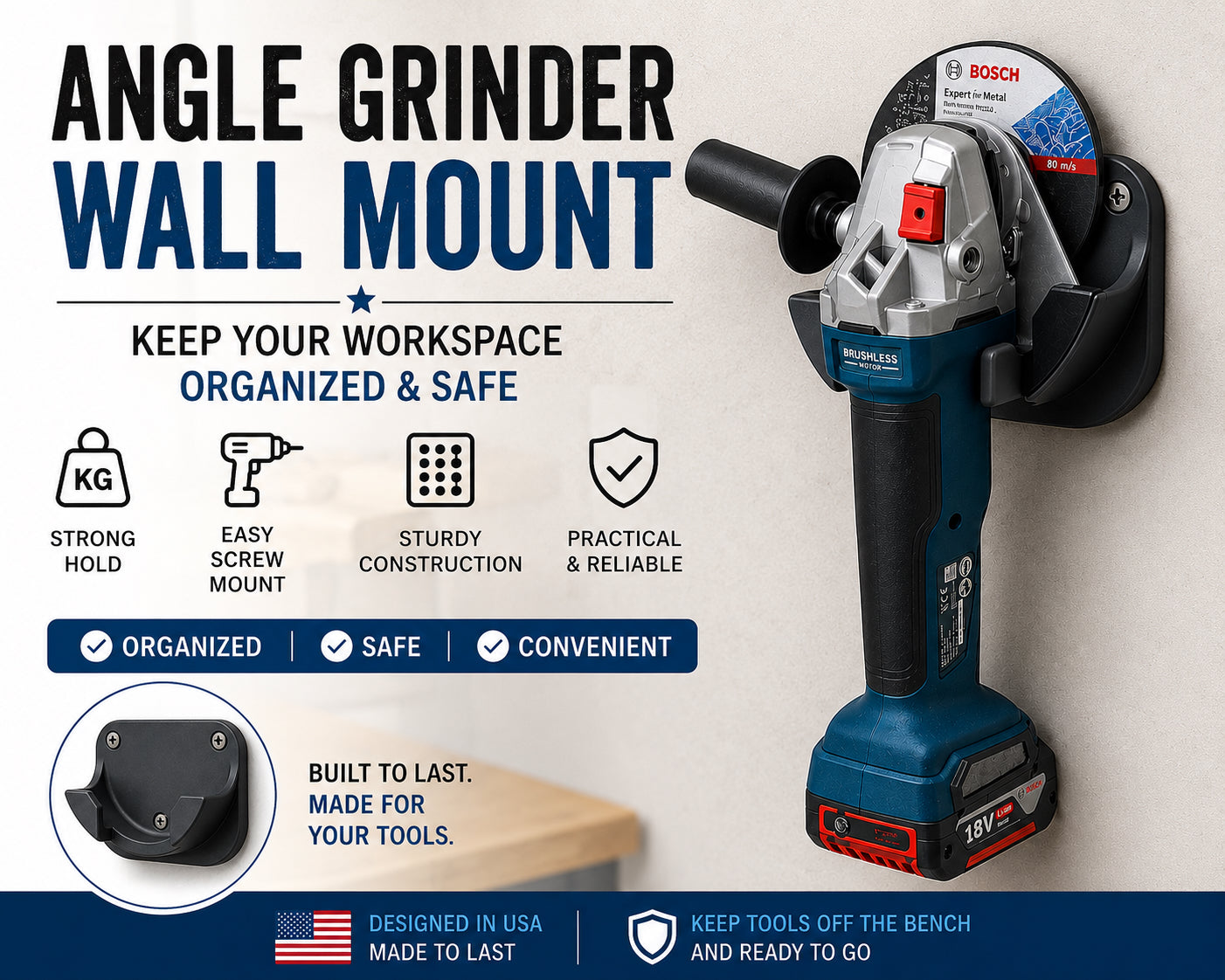 Angle Grinder Wall Mount – 3D Printed Tool Organizer