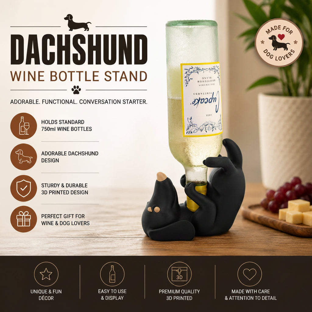 Dachshund Wine Bottle Stand | 3D Printed Dog Wine Holder