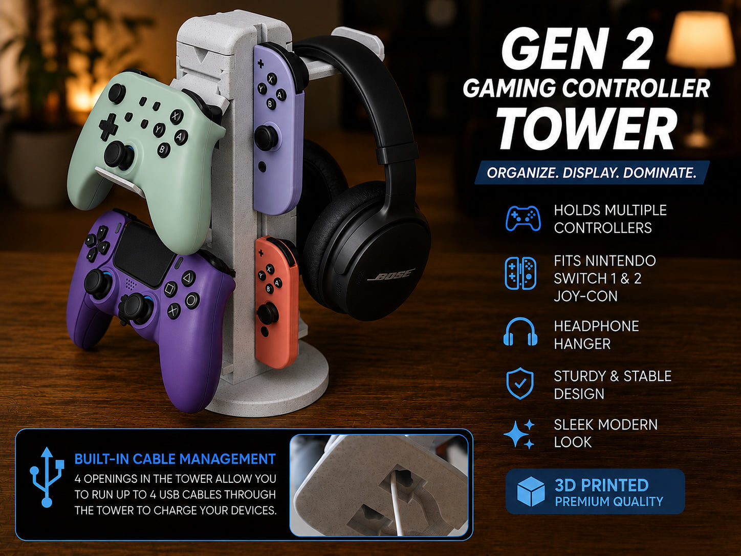 Gaming Tower Gen 2 Controller & Headset Organizer