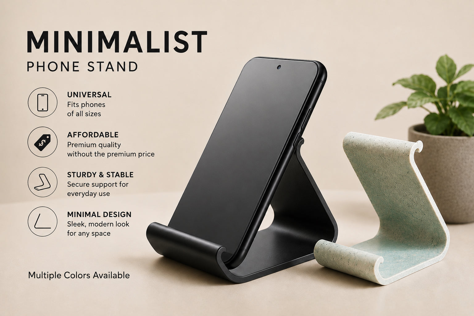 Minimalist Phone Stand – Modern 3D Printed Smartphone Holder