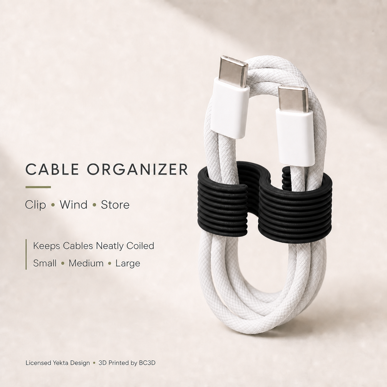3 Pack S Shape Cable Organizers | Minimalist Cord Wraps for Charging Cables