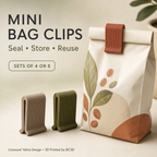 Mini Bag Clips – Reusable Snack & Food Bag Sealing Clips – 4 or 8 Piece Set