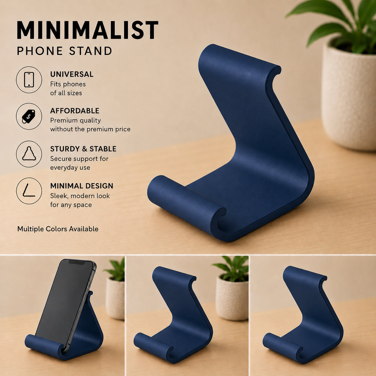 Minimalist Phone Stand – Modern 3D Printed Smartphone Holder