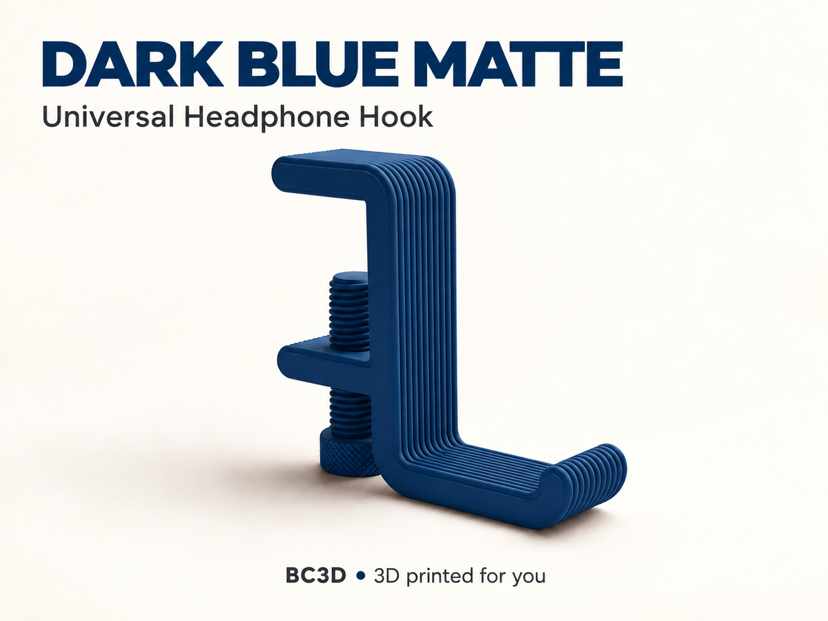 Clamp-On Headphone Hook for Desks | 3D Printed Headset Holder - Single or 2 Pack
