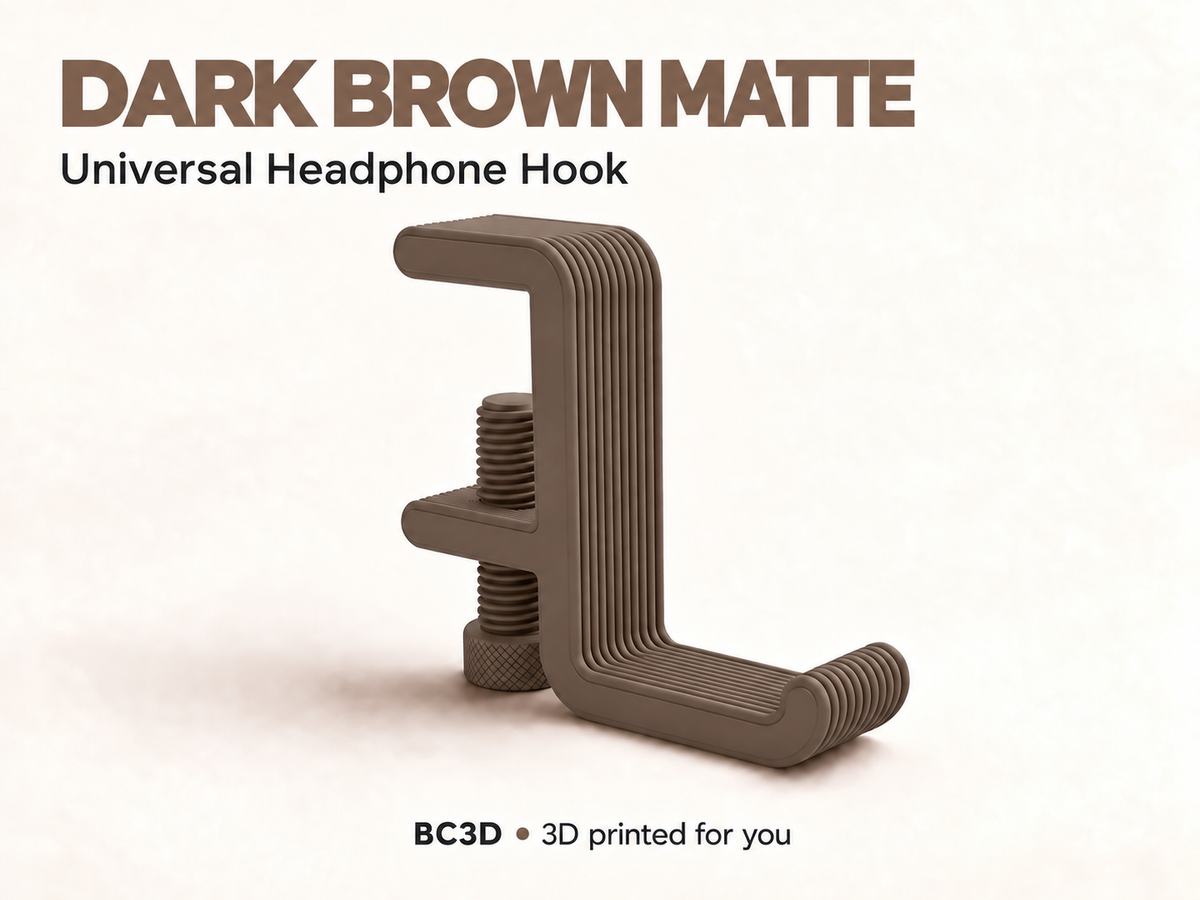 Clamp-On Headphone Hook for Desks | 3D Printed Headset Holder - Single or 2 Pack