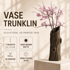 Vase Trunklin – Dark Brown 3D Printed Sculptural Tree Trunk Vase, 7 Sizes