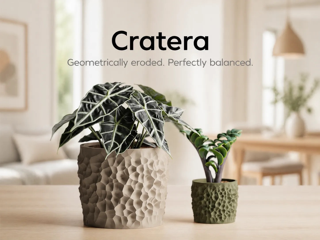 Cratera Geometric Planter – Modern 3D Printed Indoor Plant Pot
