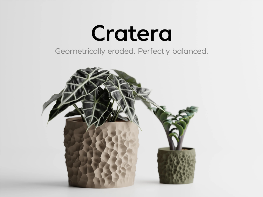 Cratera Geometric Planter – Modern 3D Printed Indoor Plant Pot