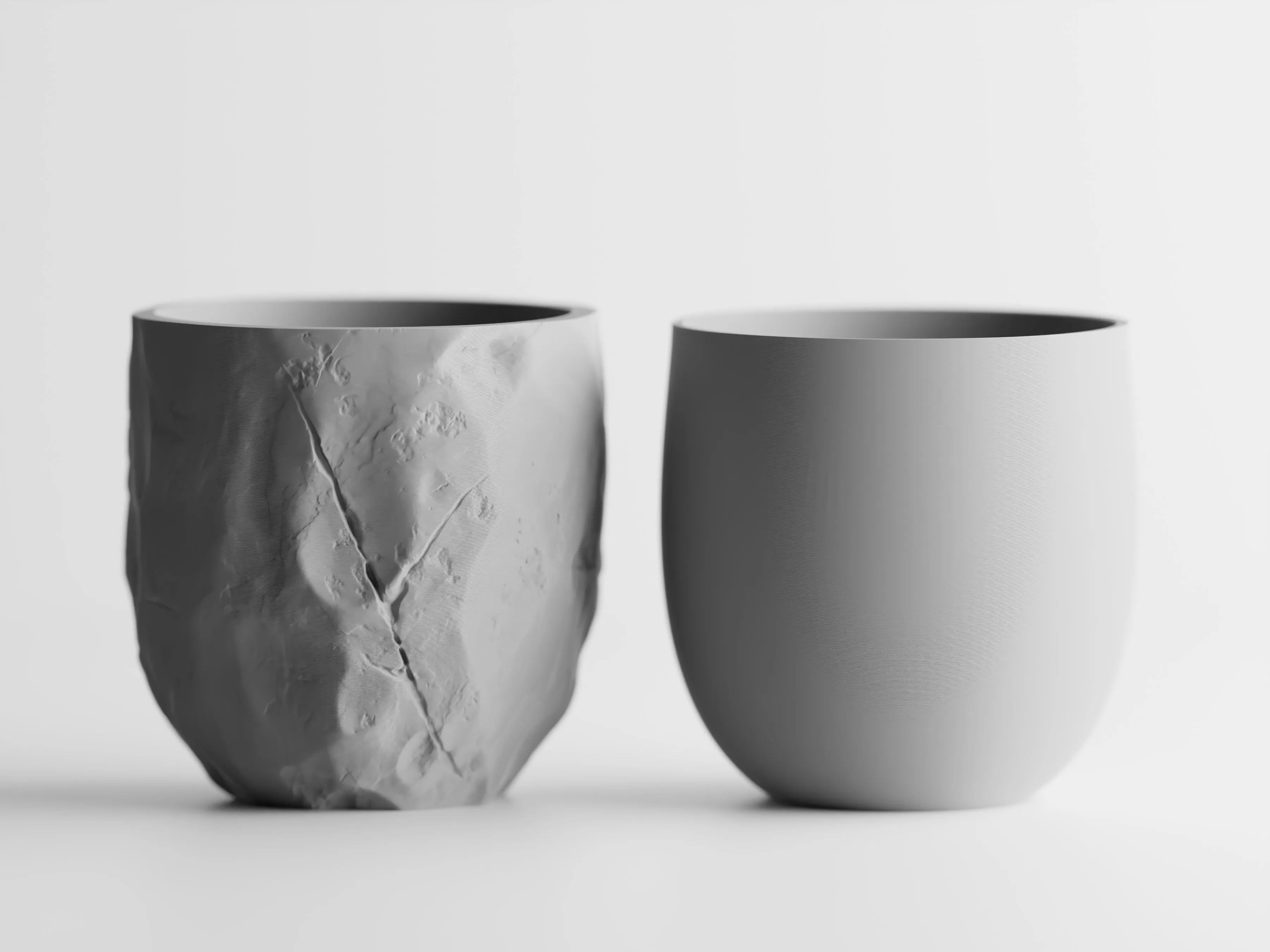 Grotia Planter | Stone & Wood Inspired 3D Printed Planter with Wood Grain Stand