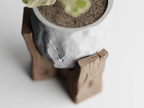 Grotia Planter | Stone & Wood Inspired 3D Printed Planter with Wood Grain Stand