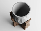 Grotia Planter | Stone & Wood Inspired 3D Printed Planter with Wood Grain Stand