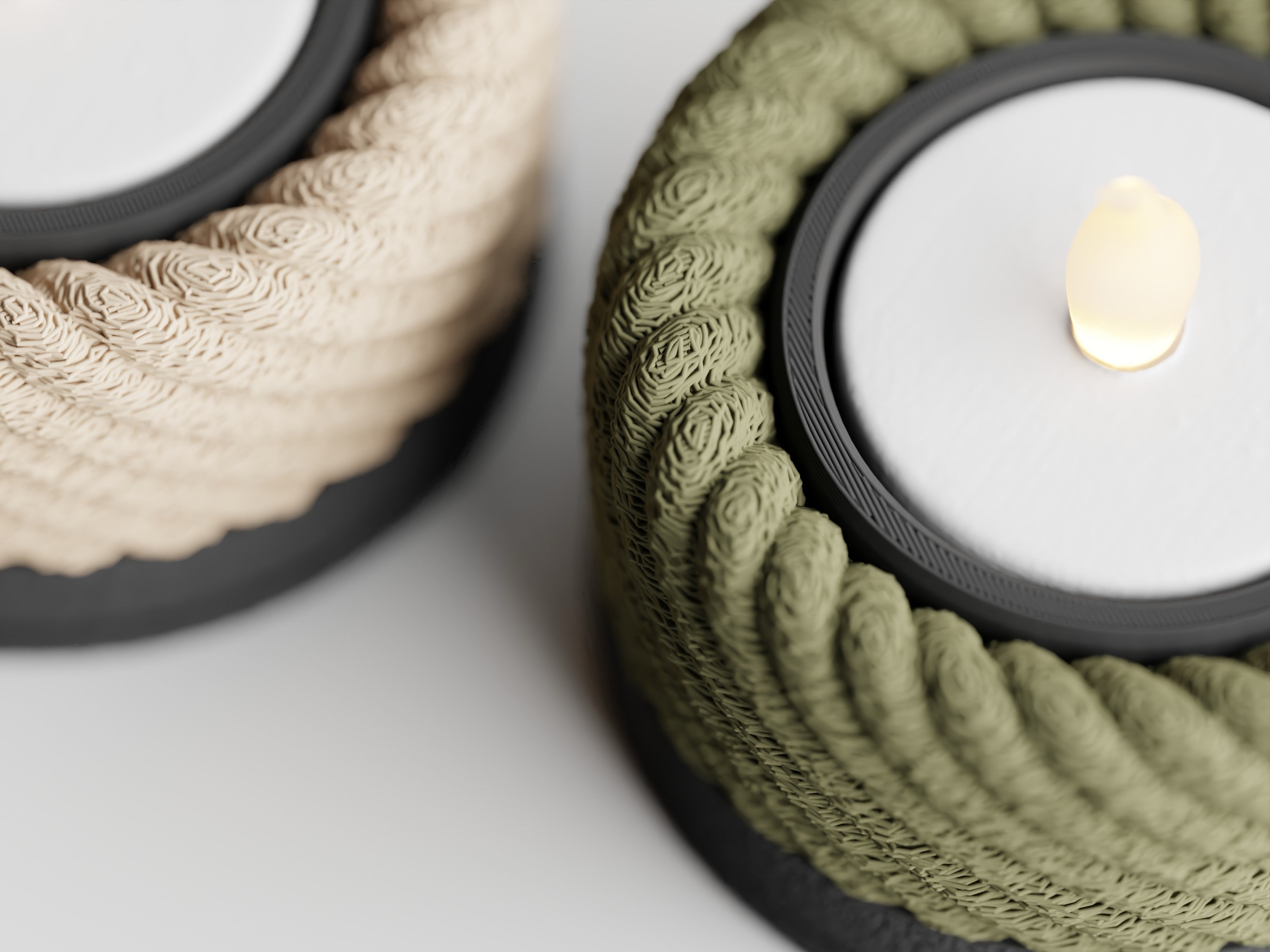Fibras Rope Tealight Holder | Modern 3D Printed Candle Decor
