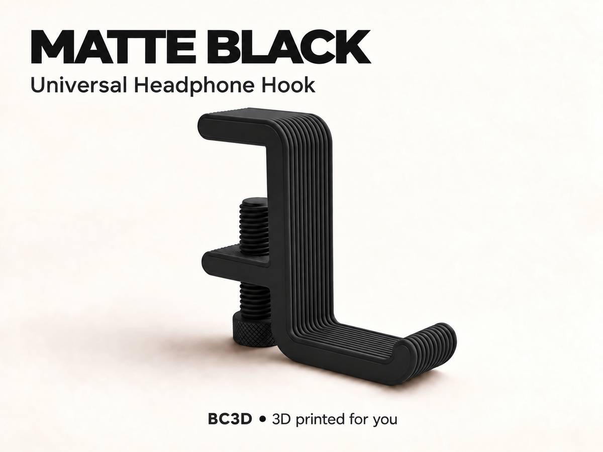 Clamp-On Headphone Hook for Desks | 3D Printed Headset Holder - Single or 2 Pack