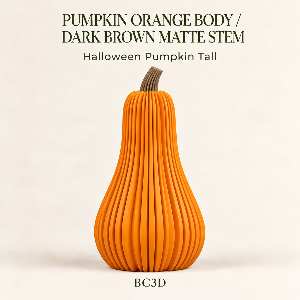 Tall Ribbed Pumpkin Decor, Modern Halloween & Fall Decoration | LED Tea Light Compatible.
