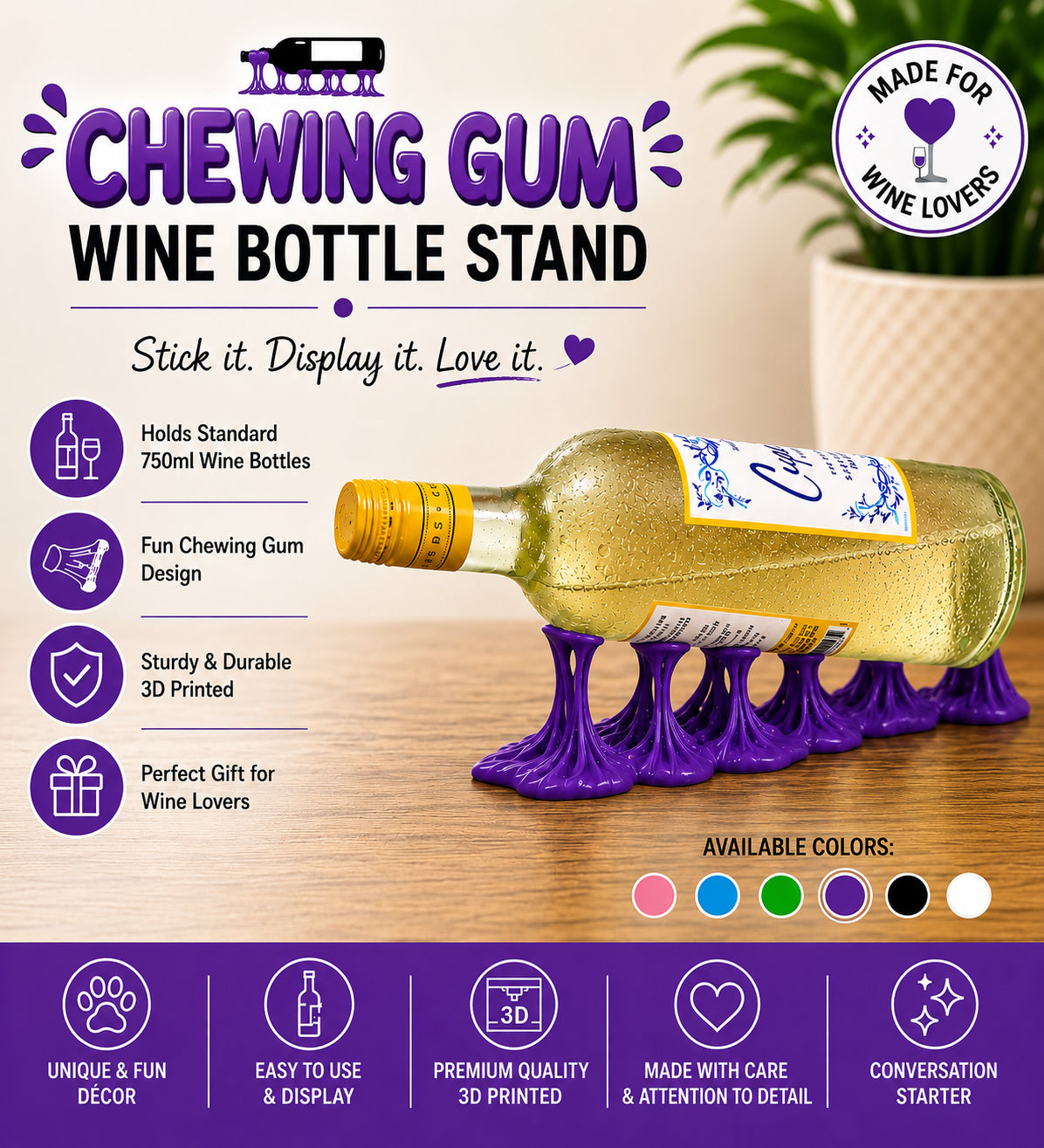Chewing Gum Wine Bottle Stand – Funny Wine Holder