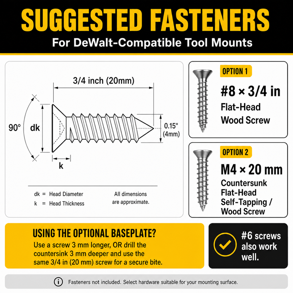 DeWalt 20V Tool and Battery Mounts - Click Lock