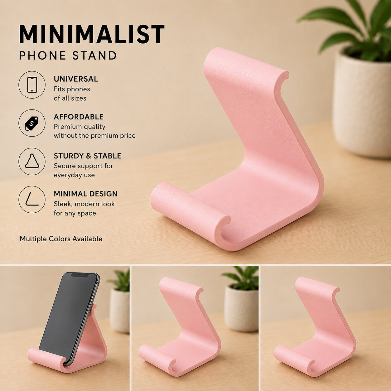 Minimalist Phone Stand – Modern 3D Printed Smartphone Holder