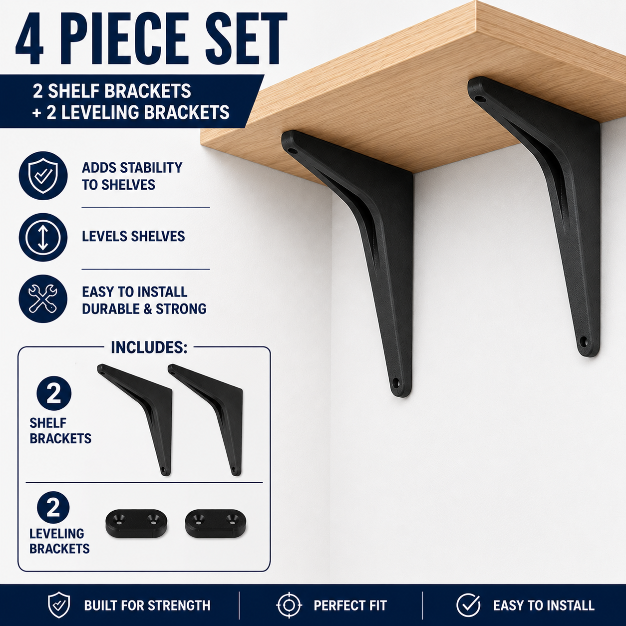 Shelf Mounting Bracket Kit | Heavy-Duty Shelf Support & Leveling Brackets