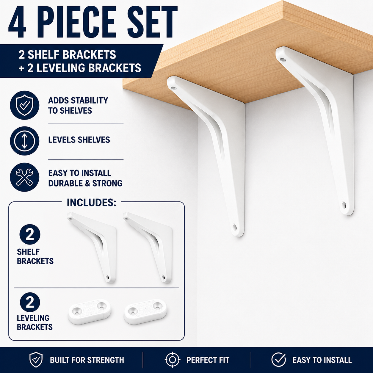 Shelf Mounting Bracket Kit | Heavy-Duty Shelf Support & Leveling Brackets