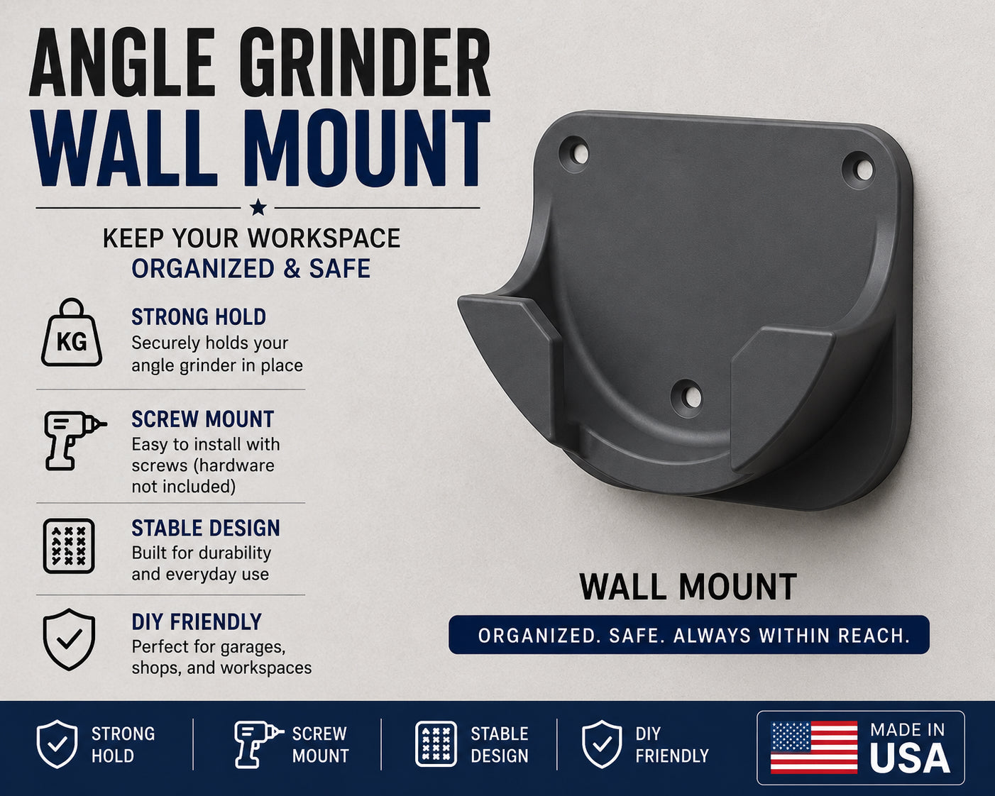Angle Grinder Wall Mount – 3D Printed Tool Organizer