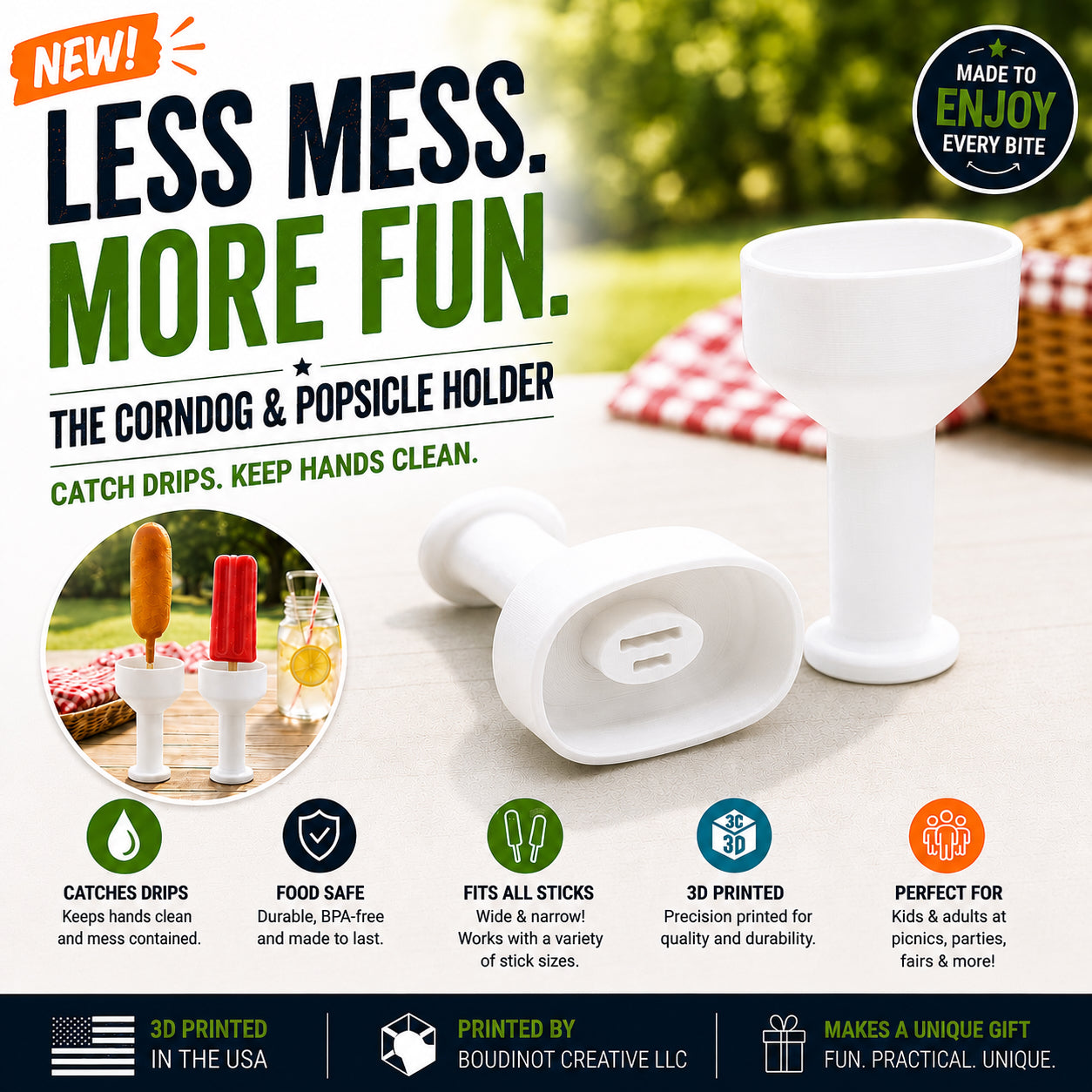 Corn Dog & Popsicle Holder | Reusable Drip Catcher