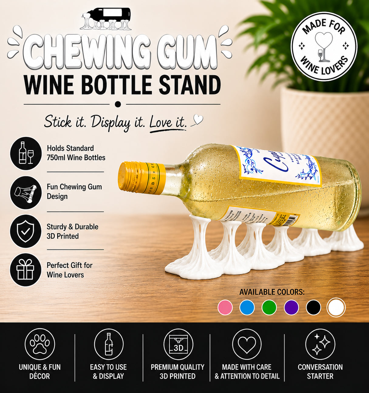 Chewing Gum Wine Bottle Stand – Funny Wine Holder