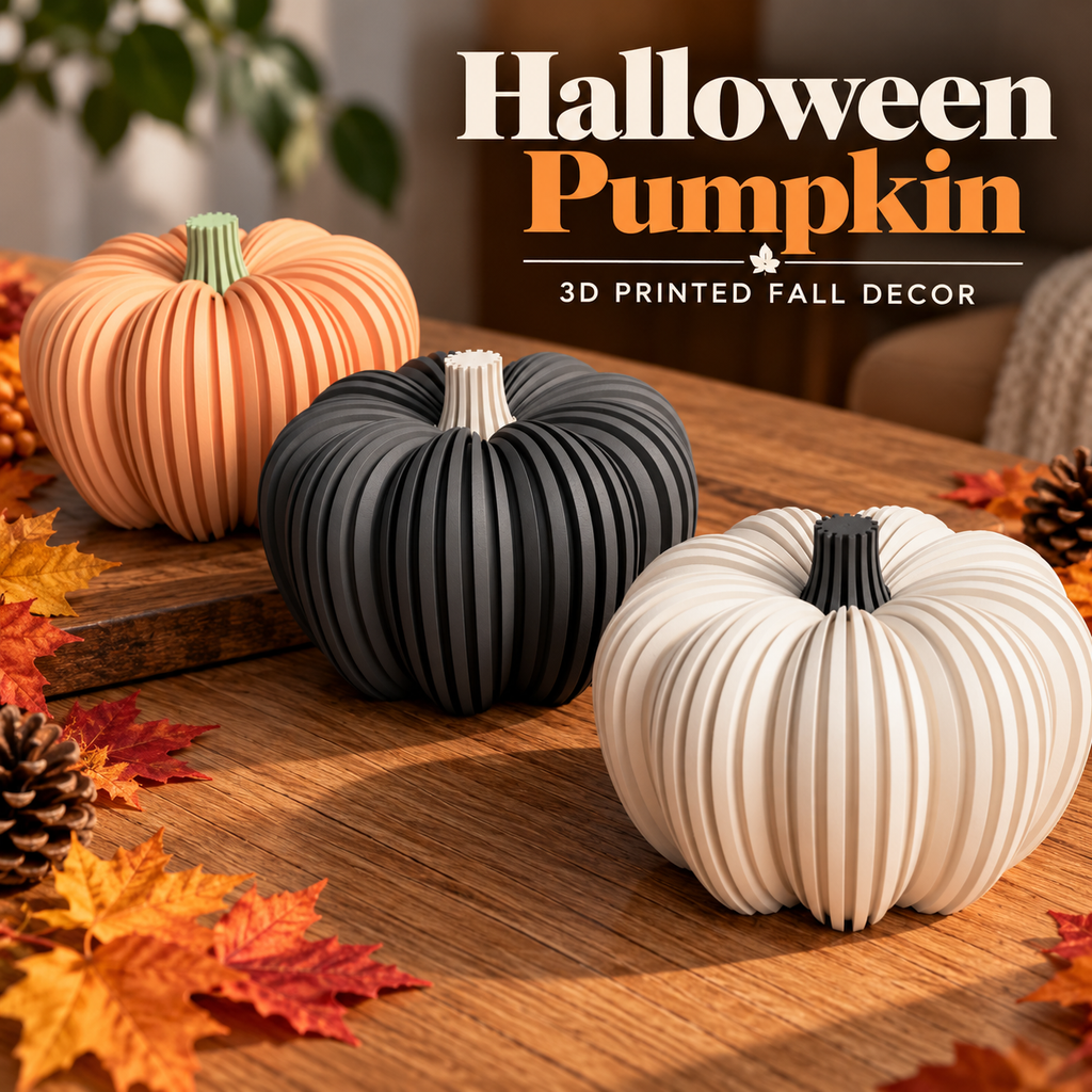 Ribbed Decorative Pumpkin – Modern Fall Decor and LED Tea Light Compatible