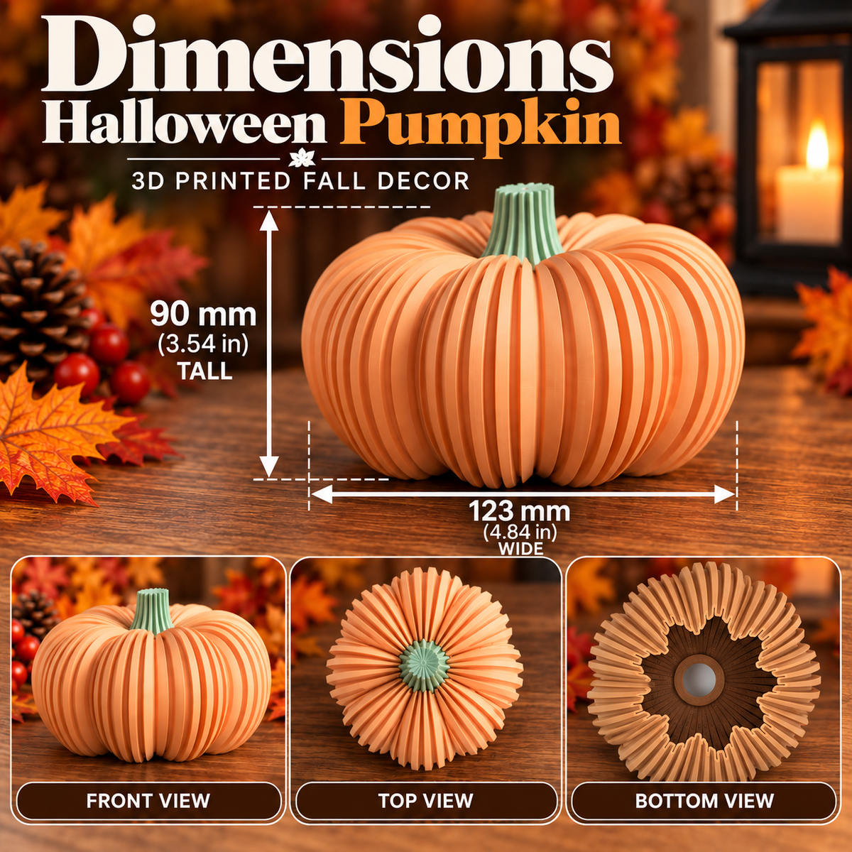 Ribbed Decorative Pumpkin – Modern Fall Decor and LED Tea Light Compatible