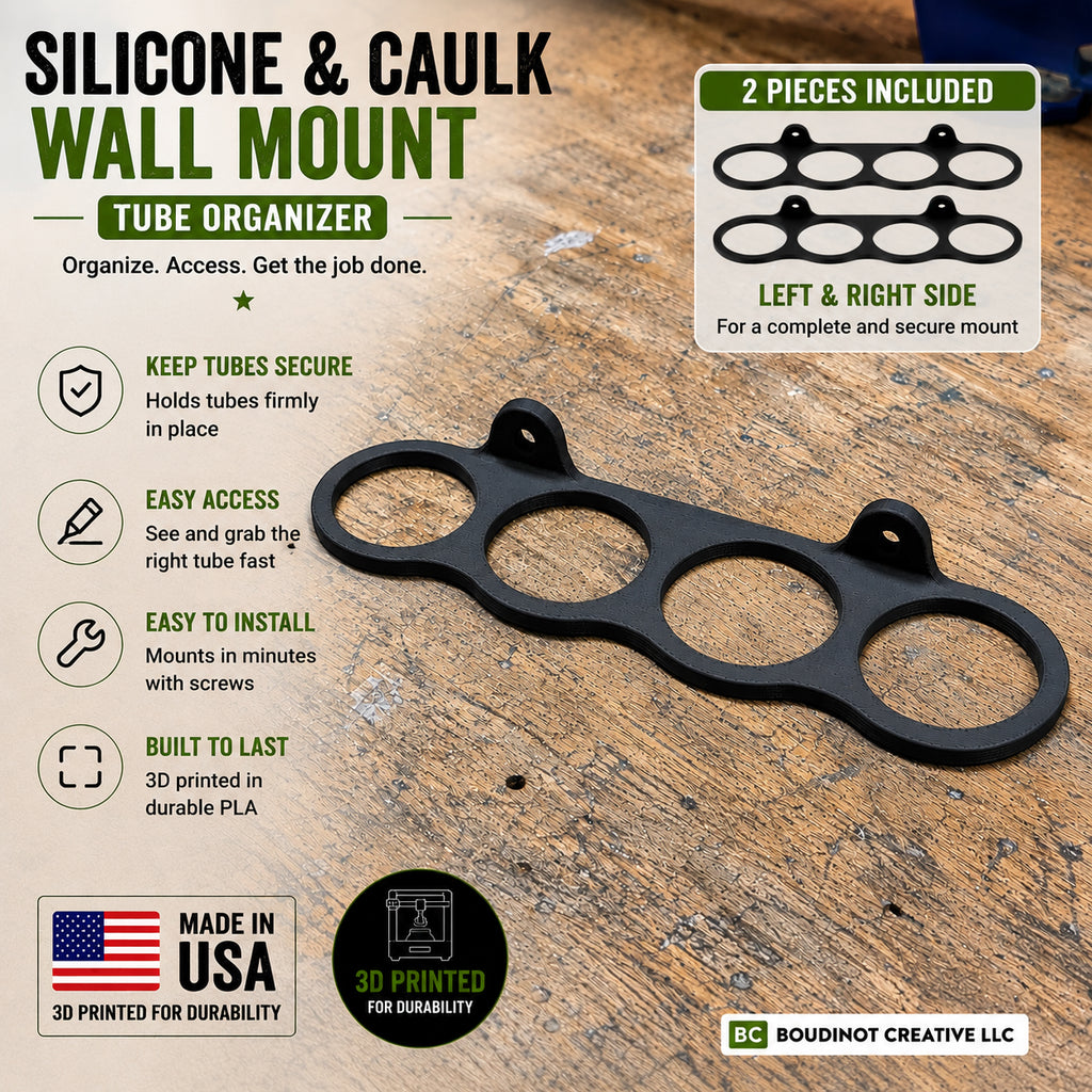 Silicone & Caulk Wall Mount – Tube Organizer (4-Hole or 5-Hole Options)